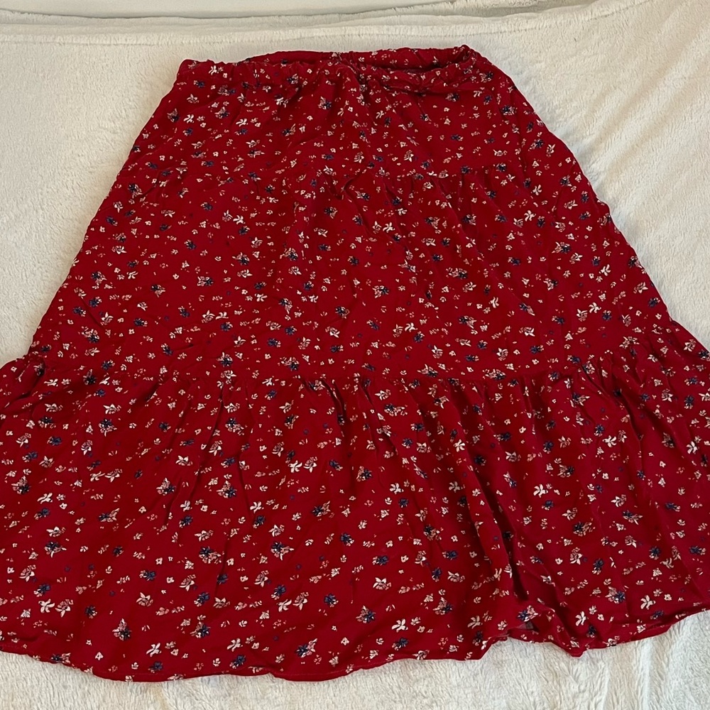 beachlunchlounge Red Floral Maxi Skirt